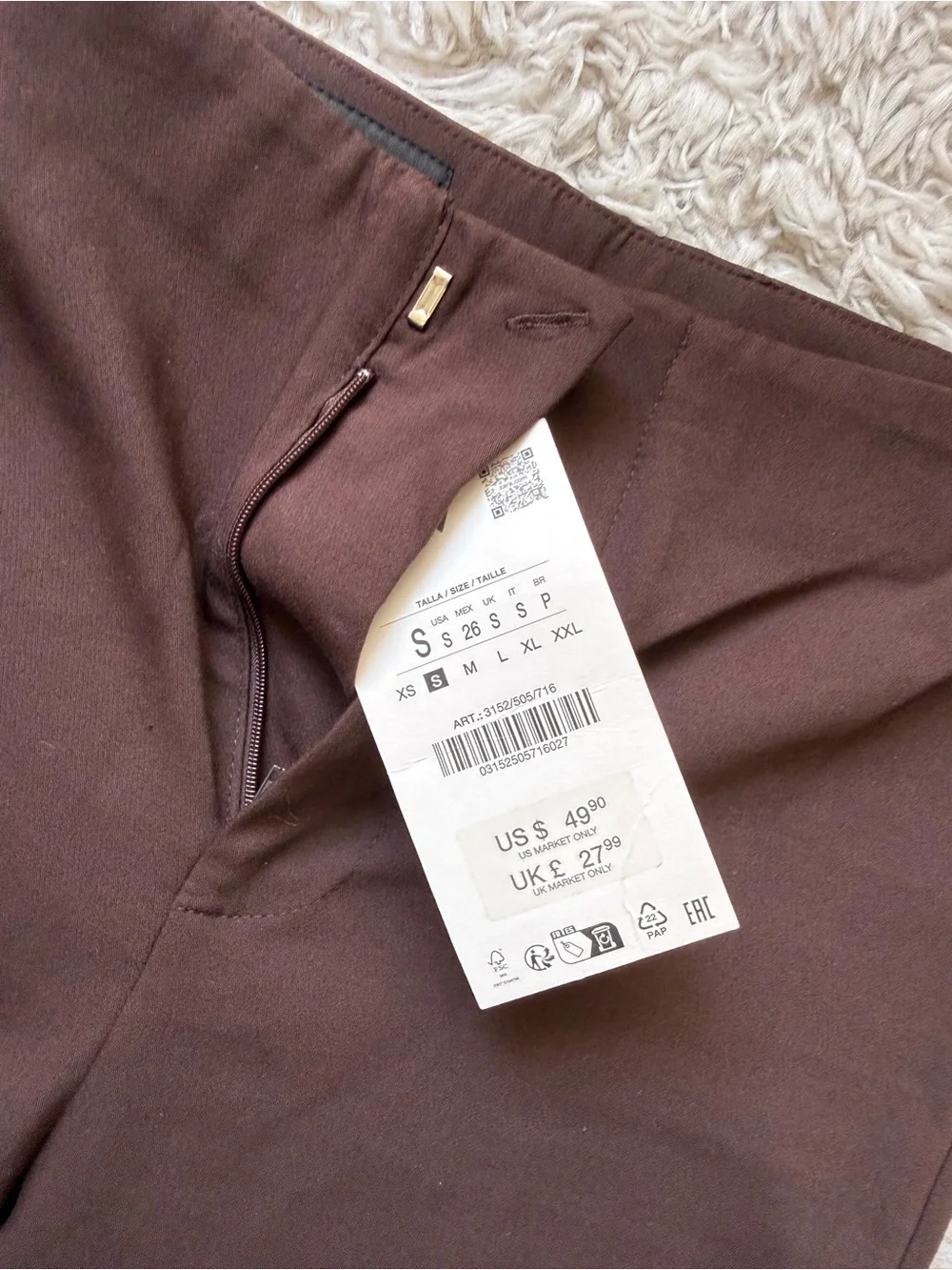 Zara Dark Brown Boot-Cut Pants
